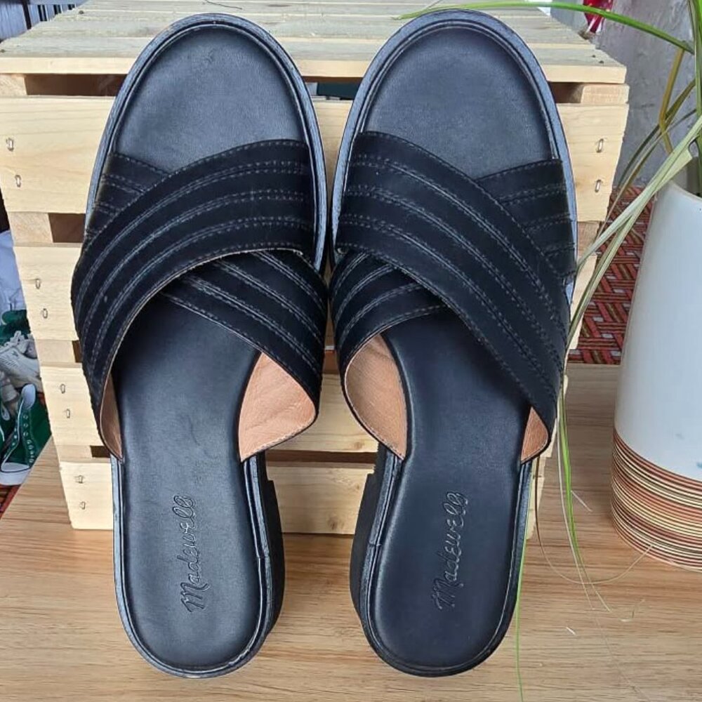 Madewell Black Leather Slides